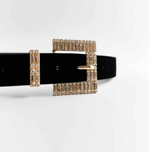 ZARA Sparkly Buckle Velvet Belt - Picture 3 of 6